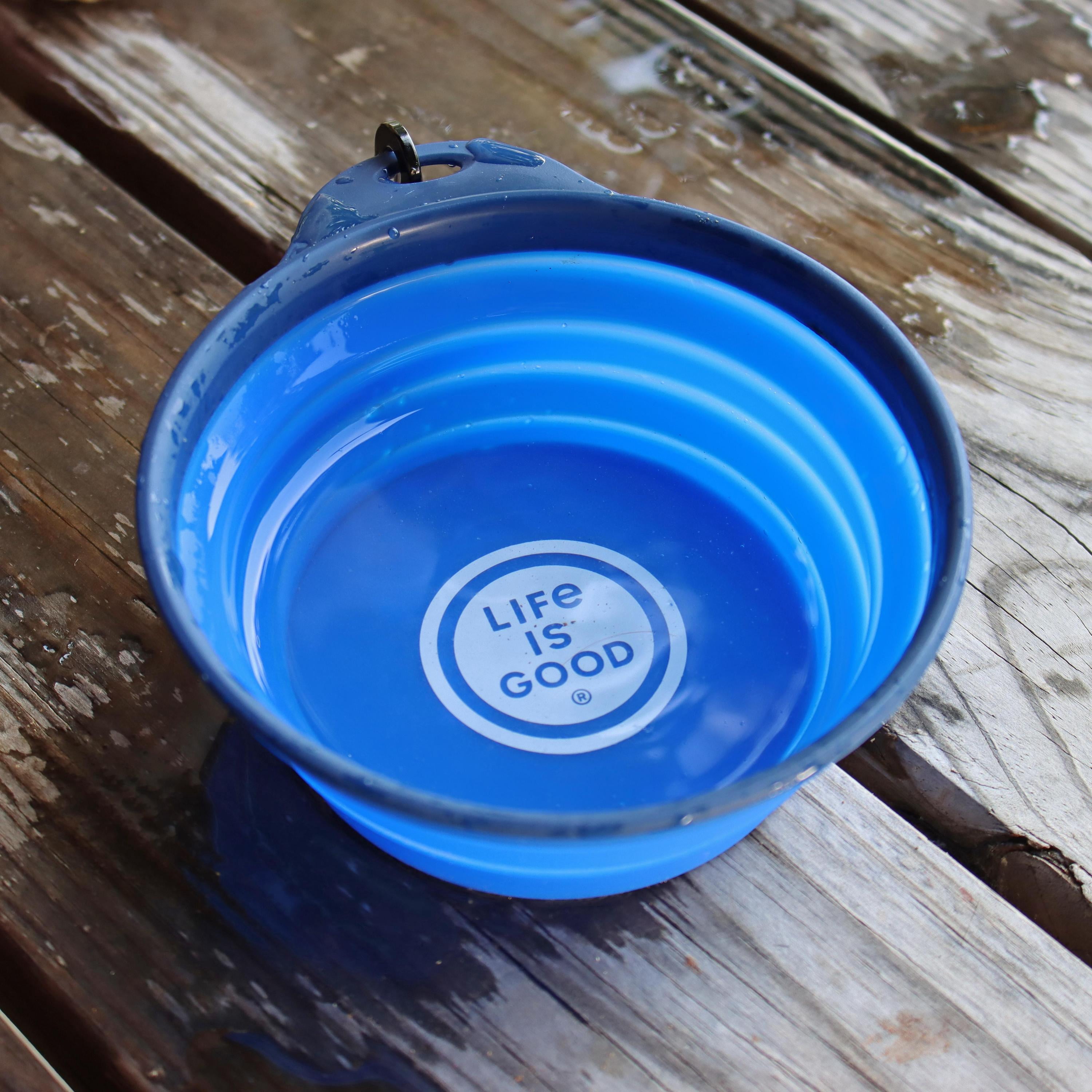 Life is Good® Pet Travel Bowl for Dogs and Cats, Blue, 20 oz (Small - Medium - Large)