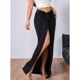 thumbnail image 6 of Women'S Twist Front Skirt High Waisted Split Asymmetrical Bodycon Going Out Long Skirts Black S, 6 of 10