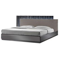 Best Master Romania Poplar Wood Cal King Platform Bed in Black/Zebra Gray