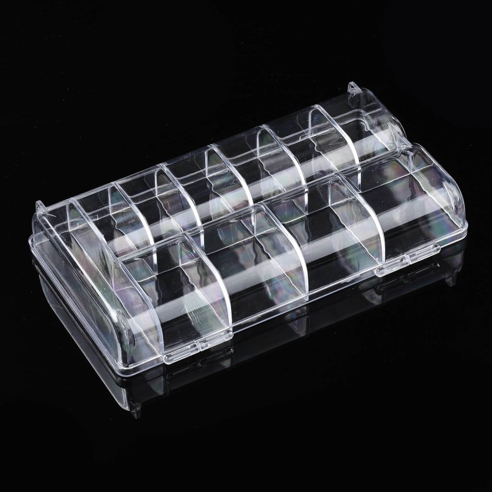 Polystyrene Bead Storage Containers with Cover and 11 Grids for Jewelry Beads Small Accessories Rectangle Clear 2.02x11.9x3.3cm