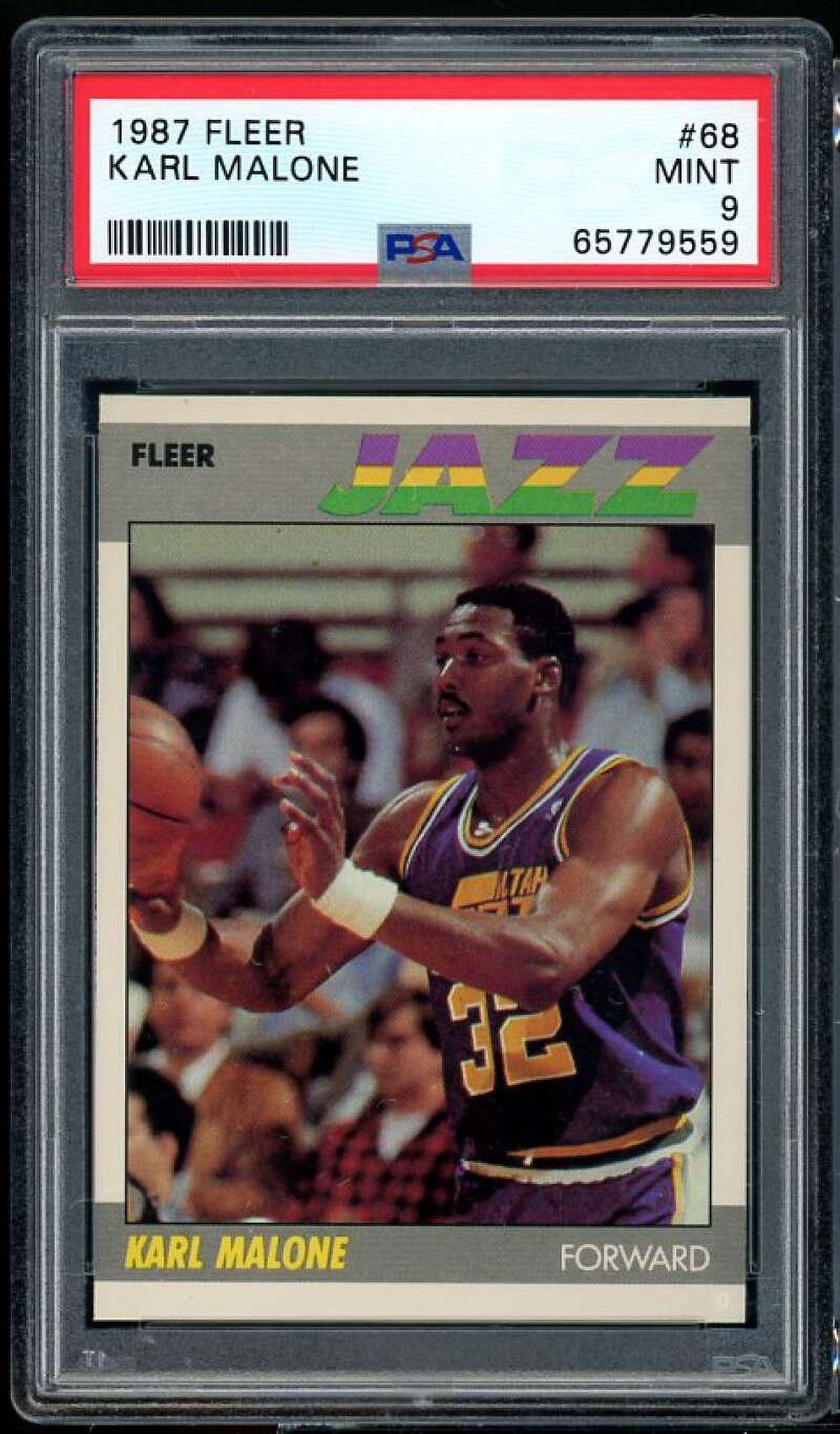 Karl Malone Card 1987-88 Fleer #68 PSA 8