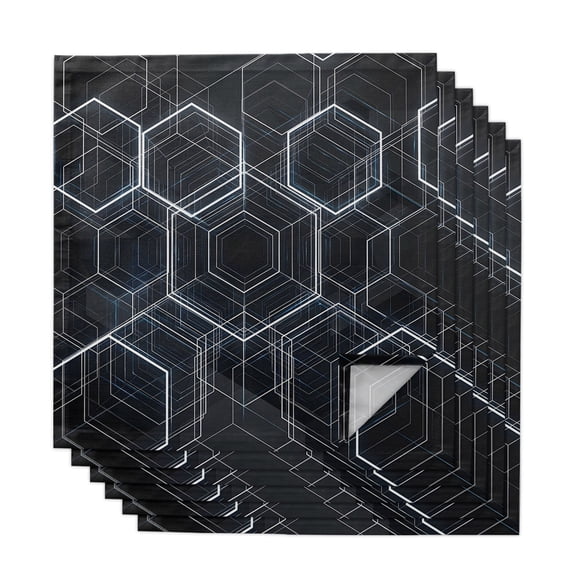 Cloth Napkins Set of 6 - 20x20 Inches, Black White Geometric Washable Reusable Table Napkins, Aesthetics Contemporary Luxury Soft & Absortbent Dining Napkin for Party Wedding Hotel Restaurant