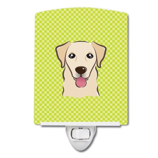 Carolines Treasures BB1314CNL Checkerboard Lime Green Golden Retriever Ceramic Night Light