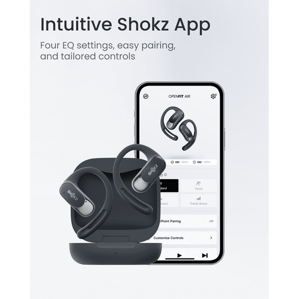 Shokz OpenFit Air, True Wireless, Built-In Smart Microphone, Black