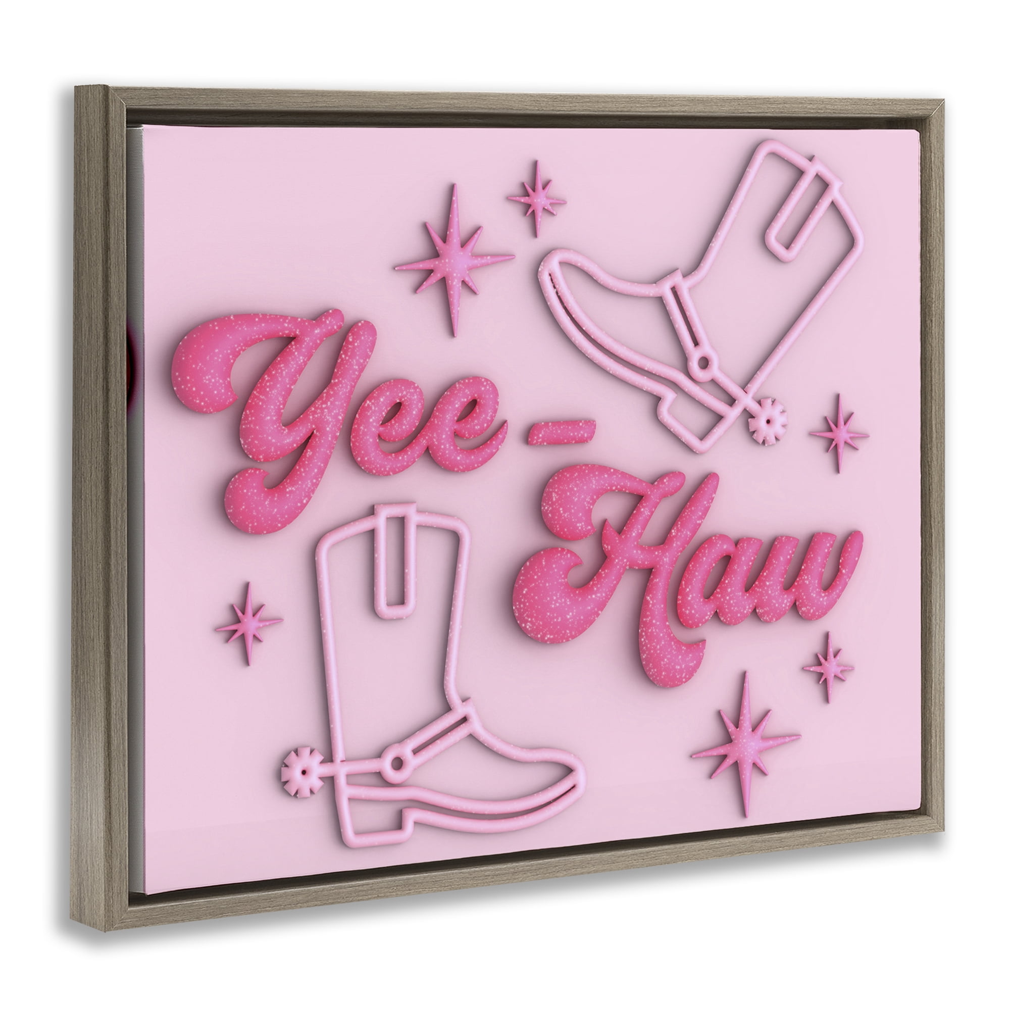 Stupell Industries Retro Yee Haw Entertainment Painting Brown Floater Framed Canvas Art Print Wall Art, 31 x 25
