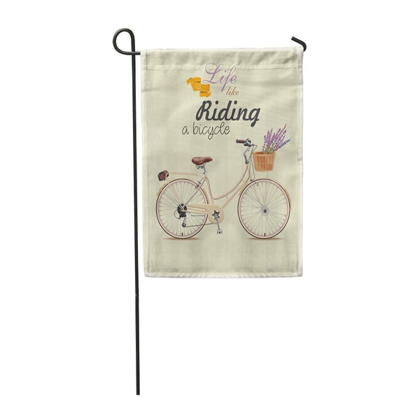 SIDONKU Bike Bicycle with Lavender in Basket Vintage Style Retro Old Motor Steampunk Garden Flag Decorative Flag House Banner 12x18 inch