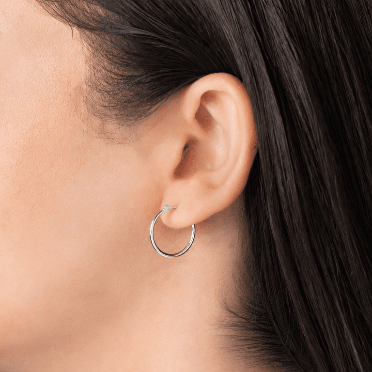 Pori Jewelers Sterling Silver 1.5mm x 18mm Plain Hoop Earrings