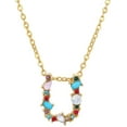 thumbnail image 1 of Collier Pendentif Alphabet Multicolore Micro Pavé Zircon Initiale Lettres Collier Couple Bijoux (U), 1 of 1