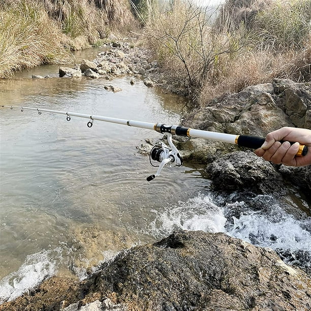 Télescopique Canne à Pêche Fibre De Carbone Et Moulinet Combo Spinning Canne