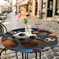 thumbnail image 6 of Sports Round Tablecloth for 36-44 Inch Tables, Fitted Table Cover with Elastic Edge, Football Basketball Baseball Ball Games Waterproof Outdoor Table Cloth Protector for Patio Garden Dinner Picnic, 6 of 9