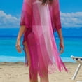 thumbnail image 6 of qelini Beach Cover up for Women Sheer Sarong Cover Up Solid Color Beach Vacation Summer Tunic Swimsuit Cover Up, 6 of 6