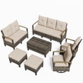 thumbnail image 2 of UDPATIO Patio Furniture Set, 7 Pieces Outdoor Furniture Sets with Rocking Swivel Chairs, Wicker Rattan Sofa Set with Storage Table for Backyard, Khaki, 2 of 9