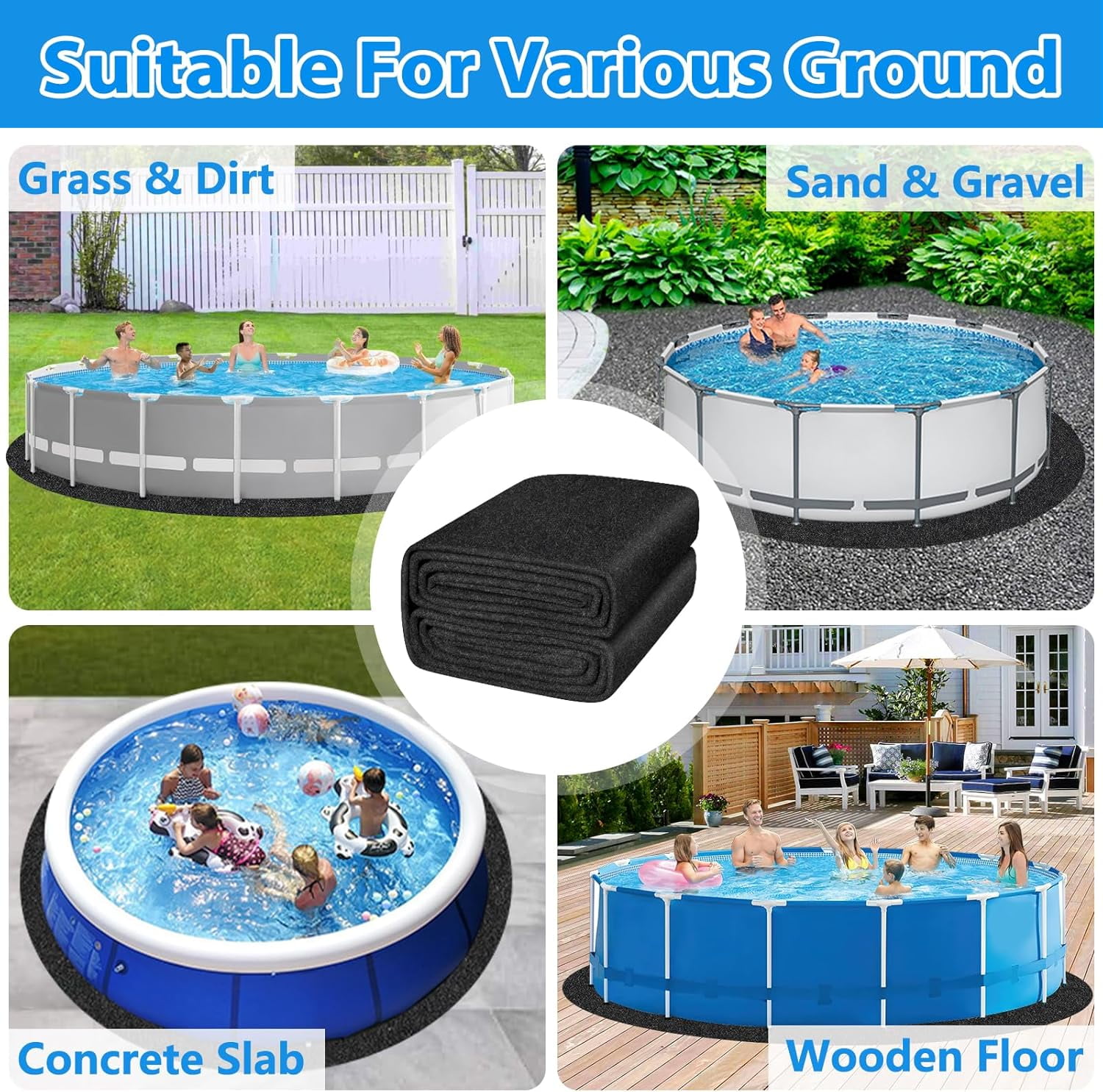 Round Pool Liner Pad for Above Ground Pool, 10ft Pool Ground Mat Under Pool Pad for Pool Bottom, Prevent Punctures, Extended Liner Life