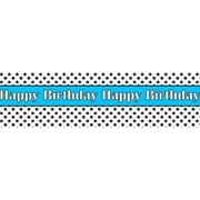 Happy Birthday Edible Black Stars Cake Border Decoration Banner - Vibrant Blue
