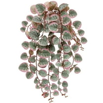 MixMart 16'' Ceropegia Green string of hearts Fake Hanging Plants Artificial Succulent Plants in Ceramic Pot