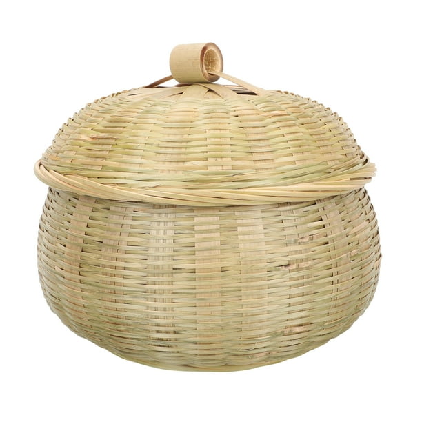 GOOHOCHY Cesta tejida de bambú Cesta de almacenamiento hecha a mano Cesta de almacenamiento de huevos de hojas de té