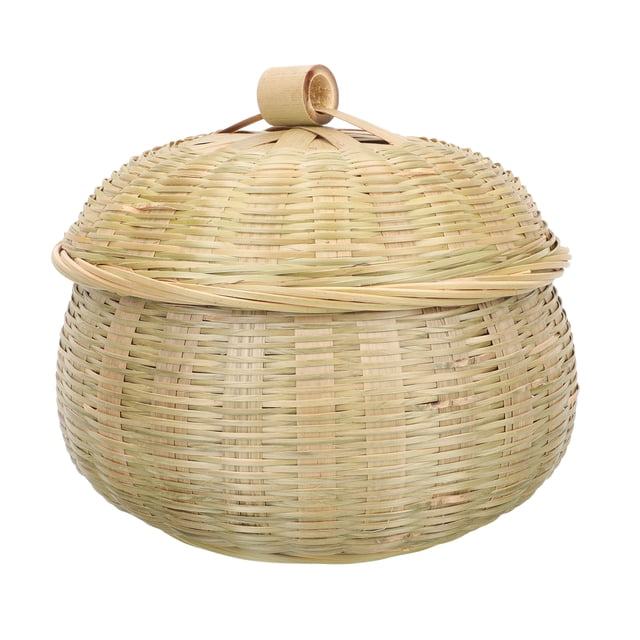 GOOHOCHY Cesta tejida de bambú Cesta de almacenamiento hecha a mano Cesta de almacenamiento de huevos de hojas de té