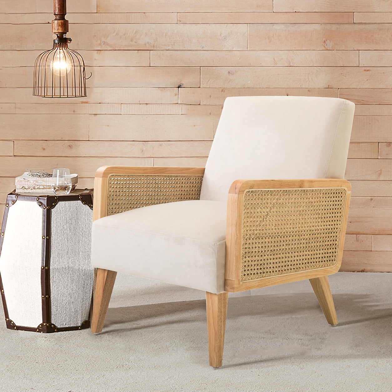 Delphine Cane Accent Chair In Beige