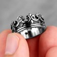 thumbnail image 1 of Royal Crown Stainless Steel Retro Rhinestone Man Woman Rings Simple Trendy Punk for Male Girl Boyfriend Jewelry Gift Wholesale R084-Silver Black 10, 1 of 6