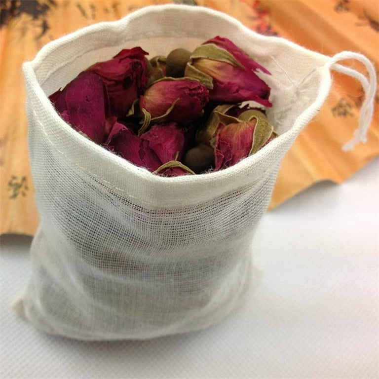 AUEAR, Reusable Drawstring Cotton Soup Bags Coffee Chinese Medicine Tea Bag Brew Bags Straining Herbs Cheesecloth Bone Broth Brew Bags Soup Gravy