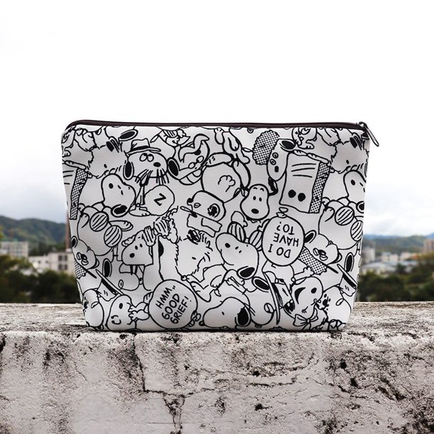 Snoopy-Bolsa de cosméticos de dibujos animados para niña y niño, bolso de almacenamiento de viaje de gran capacidad, bonito bolso de lavado de maquillaje, bolso de mano, monederoJ Fivean unisex