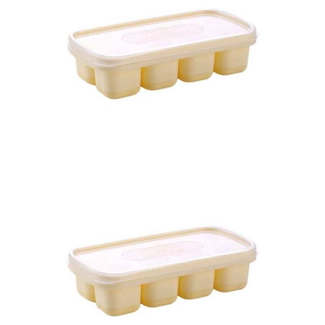 Cateissary Bandeja de cubitos de hielo molde 8 rejillas DIY Manual gelatina congelador molde a prueba de polvo vino beber café Bar Maker Gadget Amarillo 2piezas