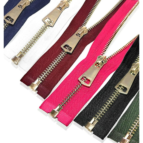 AIMTYD 5 11.81 Inch Gold Separating Jacket Zipper Y Teeth Metal Zipper Heavy Duty Metal Zippers for Jackets Sewing Coats Crafts 8 Assorded Colors