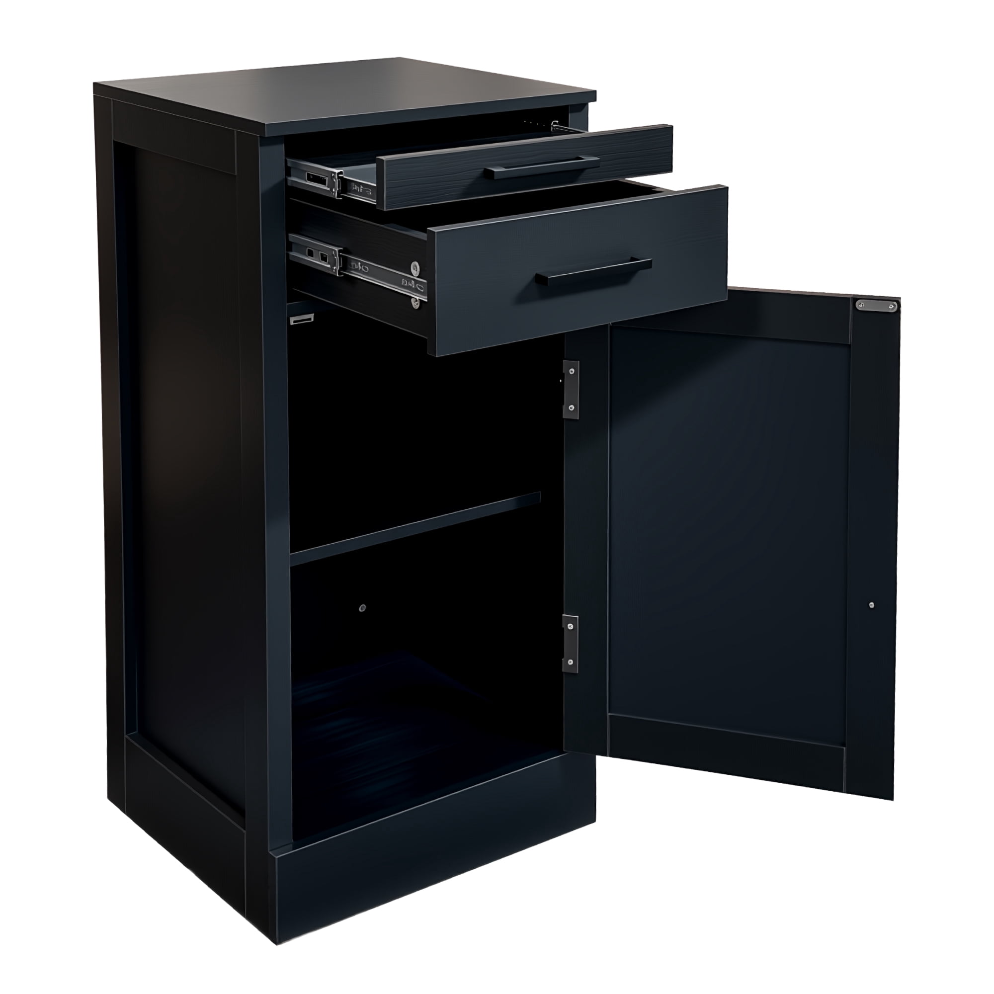 Wine Bar Cabinet Storage Hutch with Drawer Open Shelf for Dining Room, Black