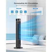 90 Oscillating Tower Fan with Remote, 40'' Quiet Cooling Fan, 3 Speeds, 4 Modes, 12H Timer, LED Display, 27ft/s Velocity, Bladeless Standing Floor Fan for Bedroom Home Office Indoor