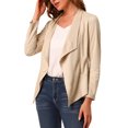 thumbnail image 6 of MODA NOVA Juniors Faux Suede Long Sleeve Draped Front Moto Jacket, 6 of 7