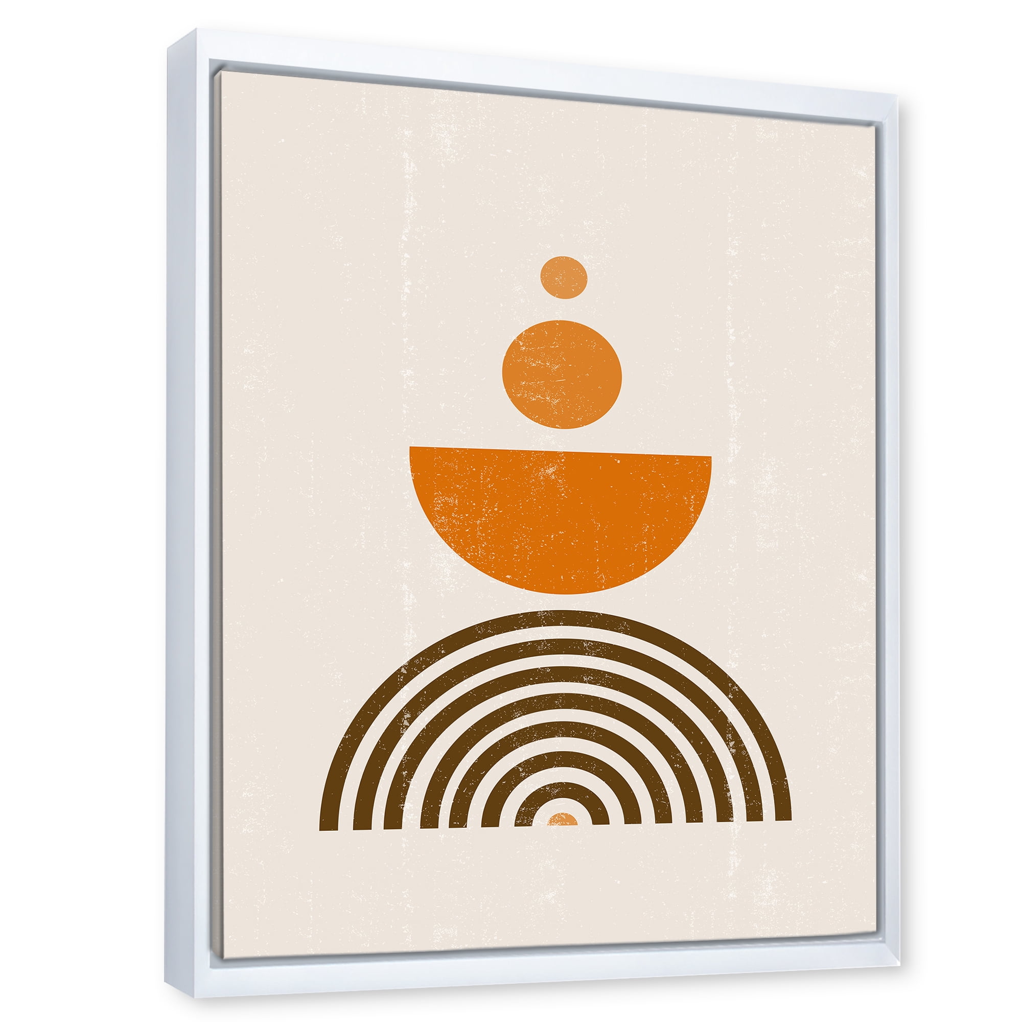 Designart 'Abstract Rainbow Moon and Sun In Earth Tones V' Modern Framed Canvas Wall Art Print