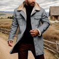 thumbnail image 2 of Men's Winter Lapel Cargo Military Trucker Work Long Fleece-Lined Cotton Jacket Coat Color:Grey Size:L, 2 of 7