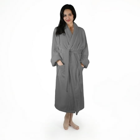 

Women s Plush and Absorbent Turkish Cotton Bathrobe by Blue Nile Mills - Large/Extra Large Gray