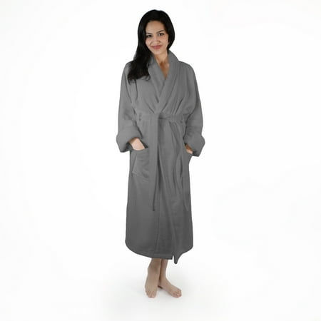 

Women s Plush and Absorbent Turkish Cotton Bathrobe by Blue Nile Mills - Small/Medium Gray