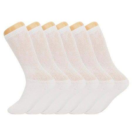 

Diabetic Crew Socks for Men and Women Full Cushioned White 6 Pairs Size 13-15