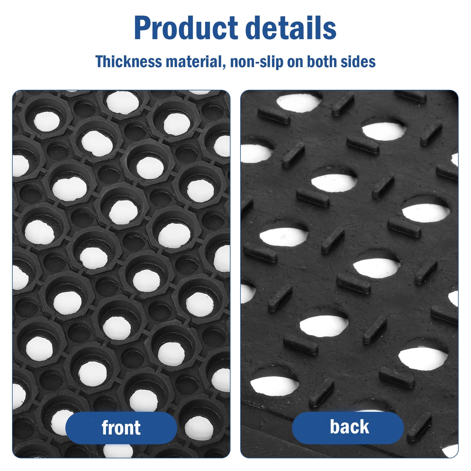 OVYEOFR Rubber Drainage Mat, Commercial Kitchen Restaurant Mats, Non-Slip Anti-Fatigue Doormat for Bathroom Garage Pool Indoor Outdoor, 60" x 36"