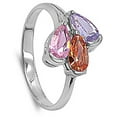 thumbnail image 4 of Multi-color Cubic Zirconia Pear Teardrop Retro Ring .925 Sterling Silver Band Jewelry Female Size 6, 4 of 4