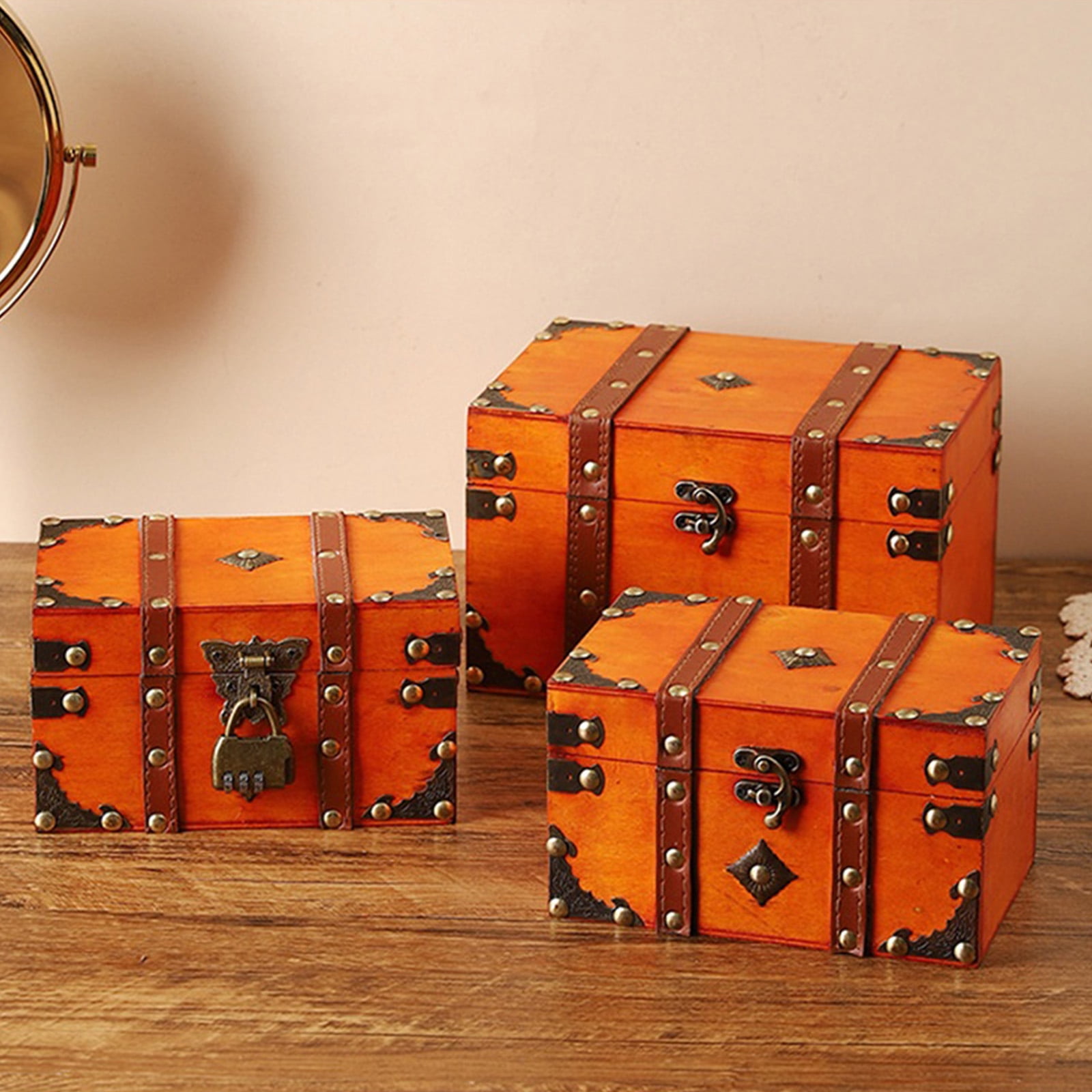 Decorative Storage Box With Metal Mechanism For Jewelry Photos Memorabilias Secure Combination Lock Wooden Chest