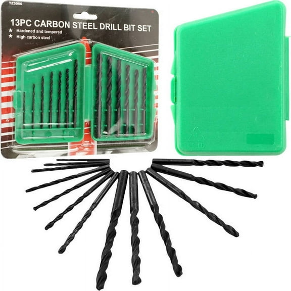 WEDGE 13-Piece Carbon Twist Drill Bit Set | Sizes 1/16" to 1/4" | High-Carbon Steel | Hinged Storage Case | Ideal for Jewelers & Crafters