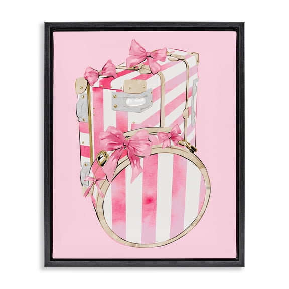 Pastel Stripe Luggage Black Framed Floater Canvas Wall Art, design by Ziwei Li