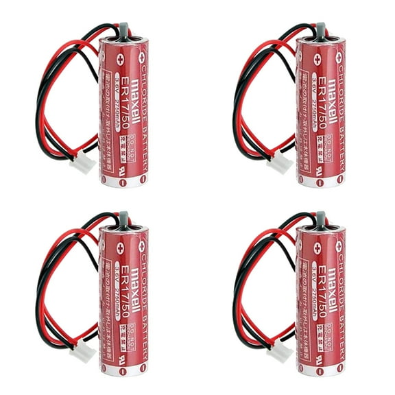 4-Pack ER17/50 3.6V 2750mAh AA PLC Battery with White Plug Non-Rechargeable Lithium Battery for MAXELL