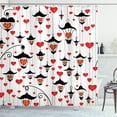 thumbnail image 1 of Ambesonne Valentines Shower Curtain, Hearts in Lamps Romance, 69"Wx84"L, Vermilion and Scarlet, 1 of 3