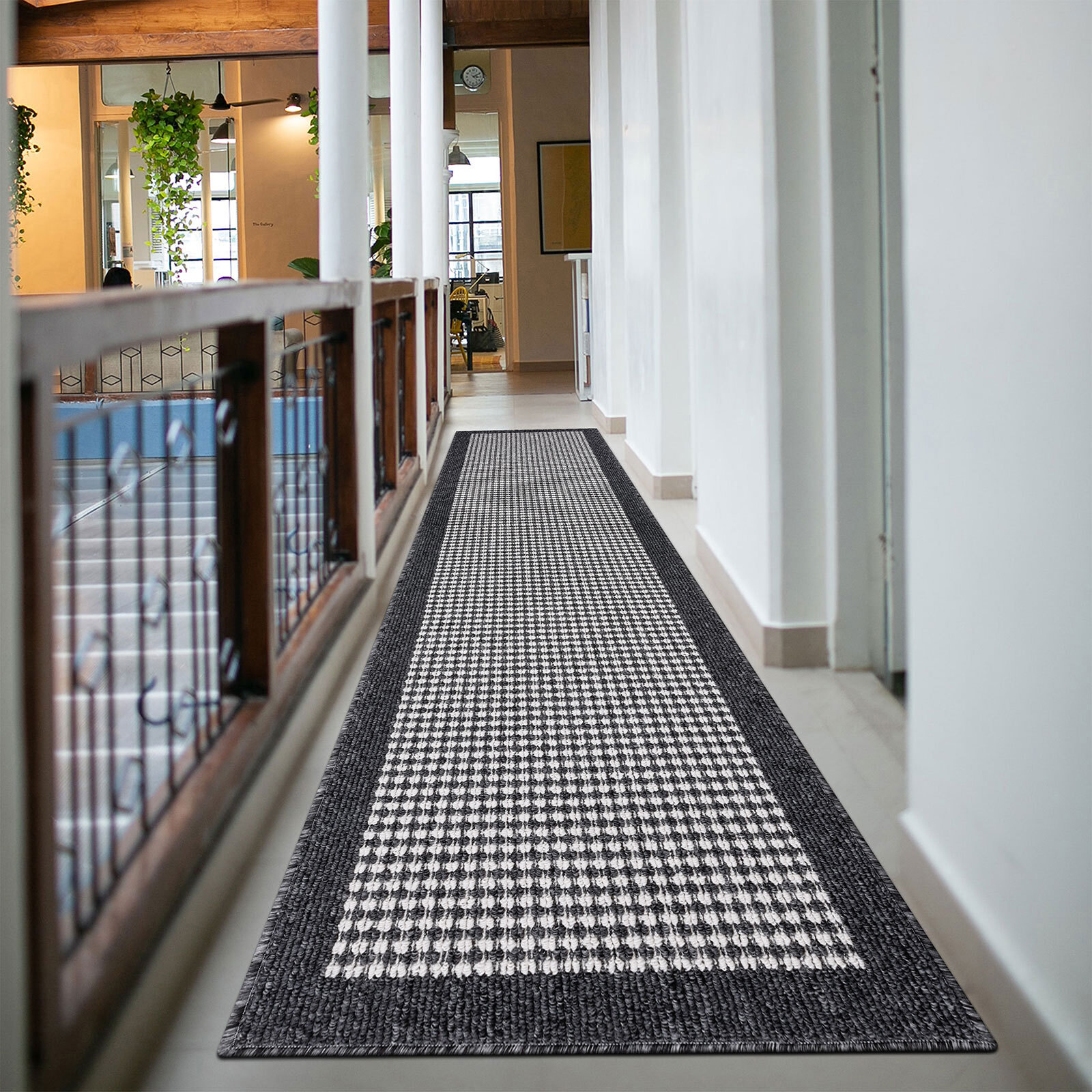 Findosom 2'x10' Hallway Runner Rug Non Slip Entryway Mat with Rubber Backing,Heavy-duty Durable Entryway Floor Mat Machine Washable Doormat,Laundry Runner Rug for Garage Kitchen,Black
