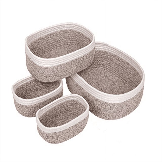 Cesta de Almacenamiento Tejida con Cuerda de AlgodóN para Escritorio Juego de 4 Piezas Cesta de Almacenam