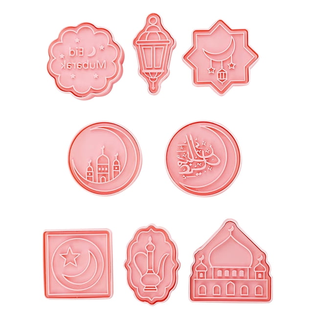 8 Uds. Moldes para galletas Eid al-fitr, moldes para prensa de galletas, moldes de plástico para galletas para el hogar HOMEMAXS 13548671-MX