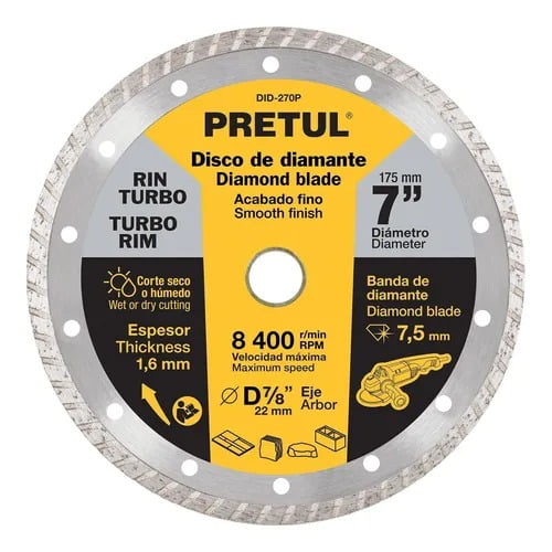 Disco Diamante Rin Turbo 7'' Pretul 27018 Truper DID-270P