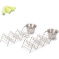 thumbnail image 2 of Soporte para tacos con taza de salsa - Acabado cromado - Acero inoxidable 18/8 de primera calidad - Capacidad para 3 tacos duros y blandos - Cinco estilos disponibles - Juego de 2 rejillas de 2lbDepot Adepaton WMZL-754-3, 2 of 7