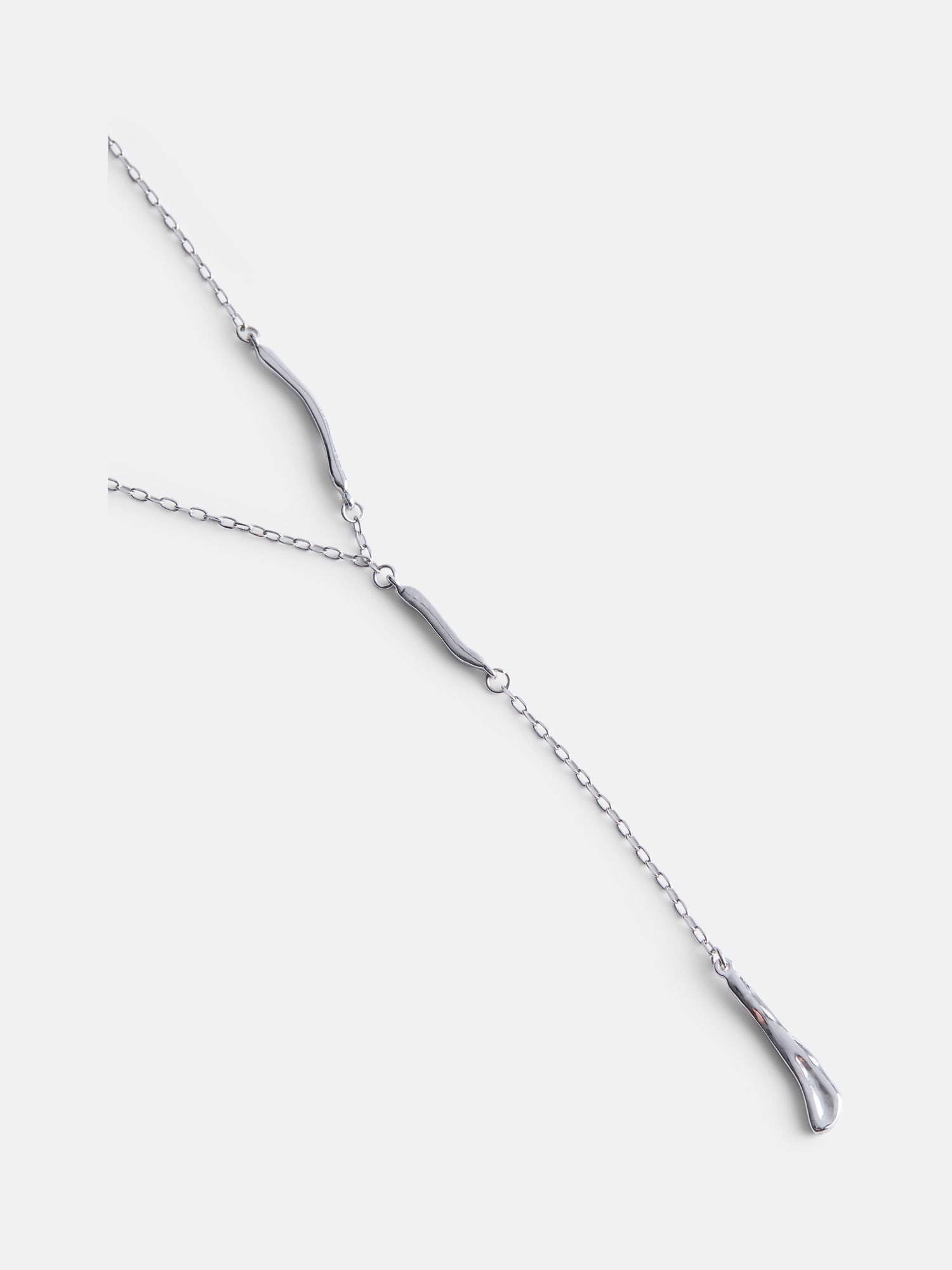 Scenario Women's Rhodium‑Tone Lariat Necklace with Sculptural Bars