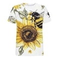 thumbnail image 4 of Womens Tops Short Sleeved Honeybee Festival Casual Printed Round Neck T-shirt Brown XXXXXL, 4 of 5