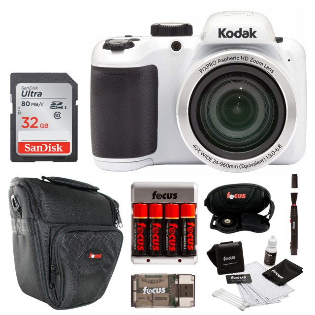 Kodak Pixpro AZ401 Astro Zoom Digital Camera (White) with 32GB SD Card Bundle